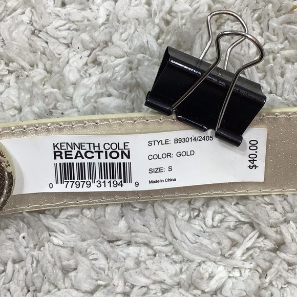 Kenneth Cole Reaction gold metallic belt S NWT - Picture 4 of 8